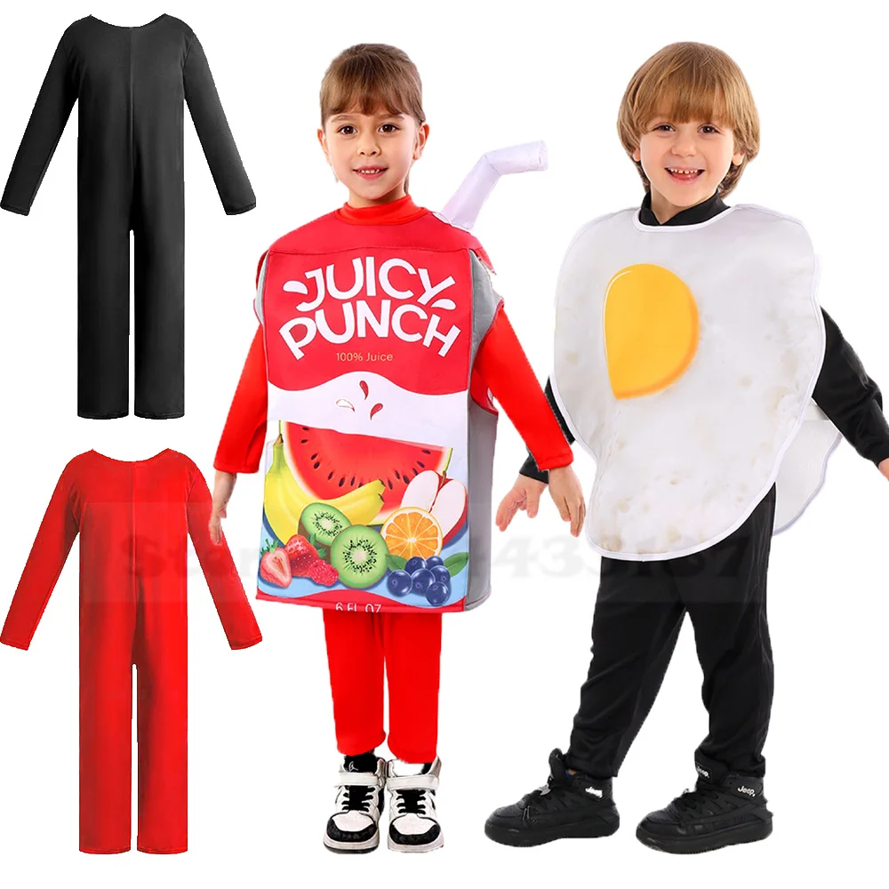 Children's Halloween Food Costume Cosplay Costume New Kid Donut Pizza Cheese Egg Jumpsuit Children's School Performance Suit