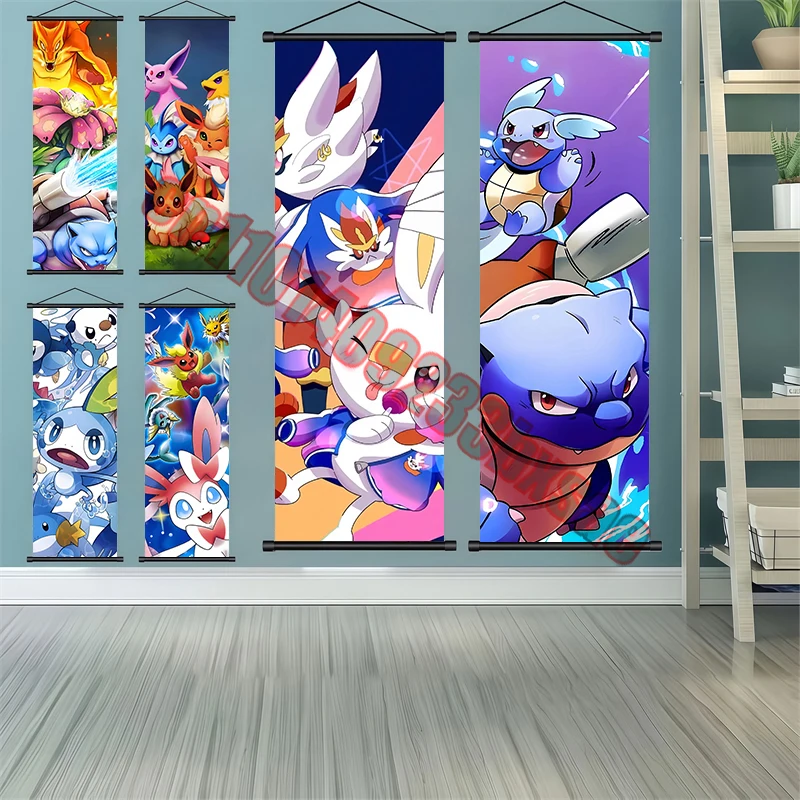 

Japanese Classic Anime Pokemon Pikachu, Squirtle, Gengar High Quality Reel Painting Suitable for Bedroom Wall Decoration Gift