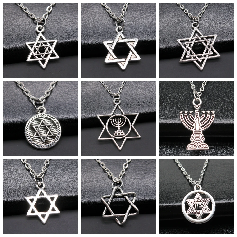 25 Styles Jewish Menorah Star Of David Hexagram Pendant Necklace Choker Charm Factory Price Jewelry