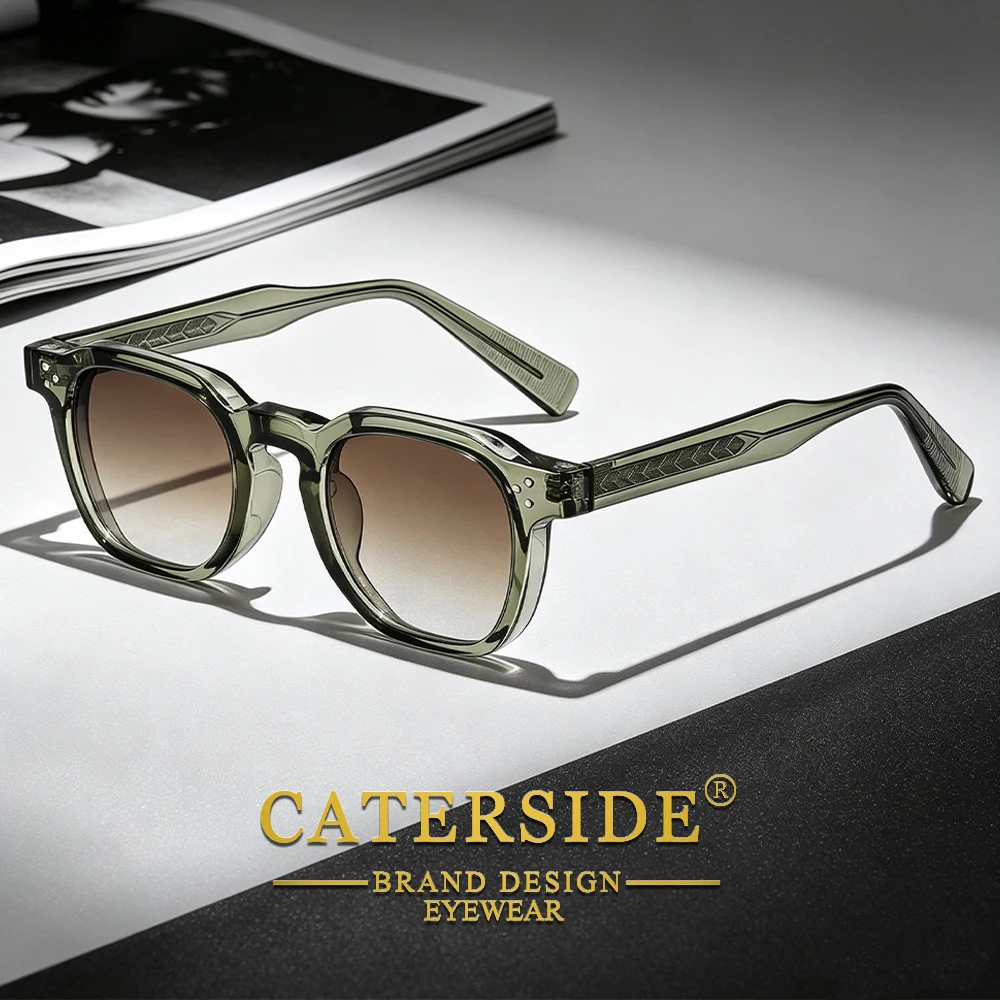 CATERSIDE Retro Punk Men Sunglasses Small Frame Square Personalized Design Sun Glasses Women Travel Party Business Festival Gift