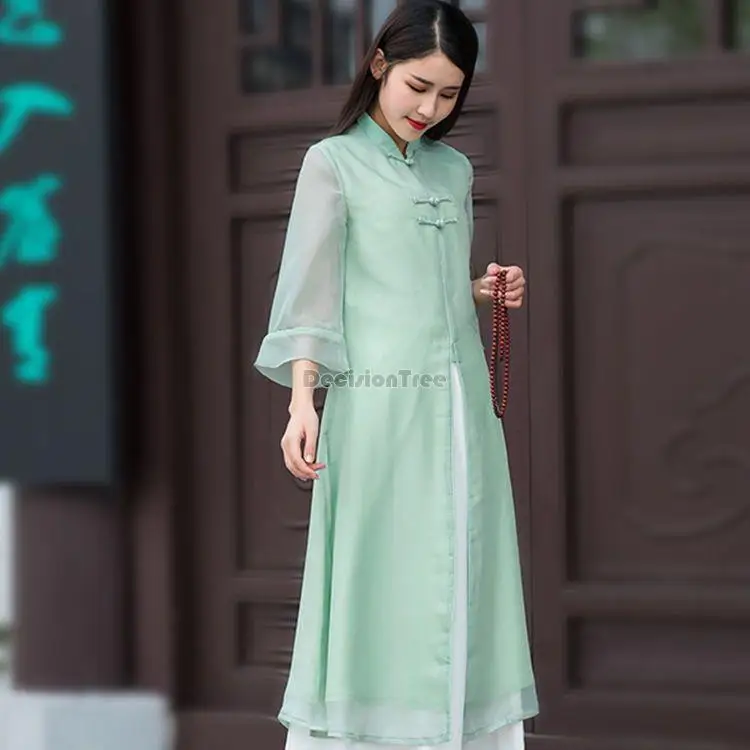 2024 ao dai cheongsam elegant chinese dress aodai oriental flower print chiffon dress qipao vietnam ao dai women elegant qipao