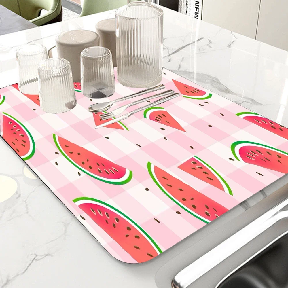 Marble Kitchen Dish Drainer Mat Antiskid Draining Mat Coffee Maker Drain Pad Quick Dry Tableware Mat Kitchen Absorbent Placemat