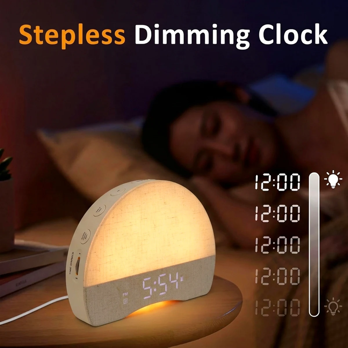Wake Up Lights Sonnenaufgangswecker, dimmbares Nachtlicht, weißes Rauschen, Tonmaschine mit 30 beruhigenden Geräuschen für schwere Schläfer, Geschenk – Detail 12