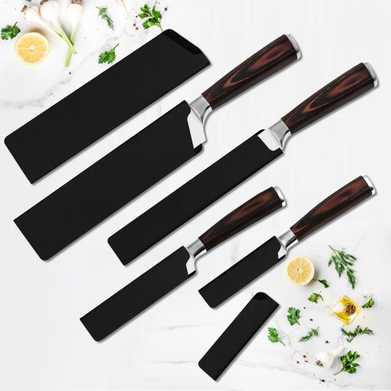 ﻿  Black Chef Knife Sheath Protector Cover Universal Velvet Knives Blade Sleeve Knife Scissors Protector Edge Home Kitchen Tools