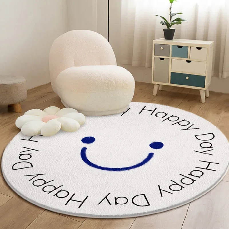 Bedroom Round Carpet Children's Room Cartoon Letters Living Room Home Large Area Soft Plush Mats Fluffy Cloakroom Rug Ковер 러그