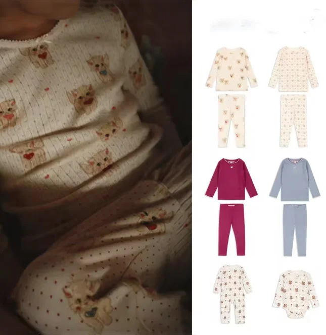 Baby Girls Breathable Cotton T Shirts+Pants Long Sleeve Pajamas Sets Boys Rompers Bodysuits Loungewear Kids Homewear Matching