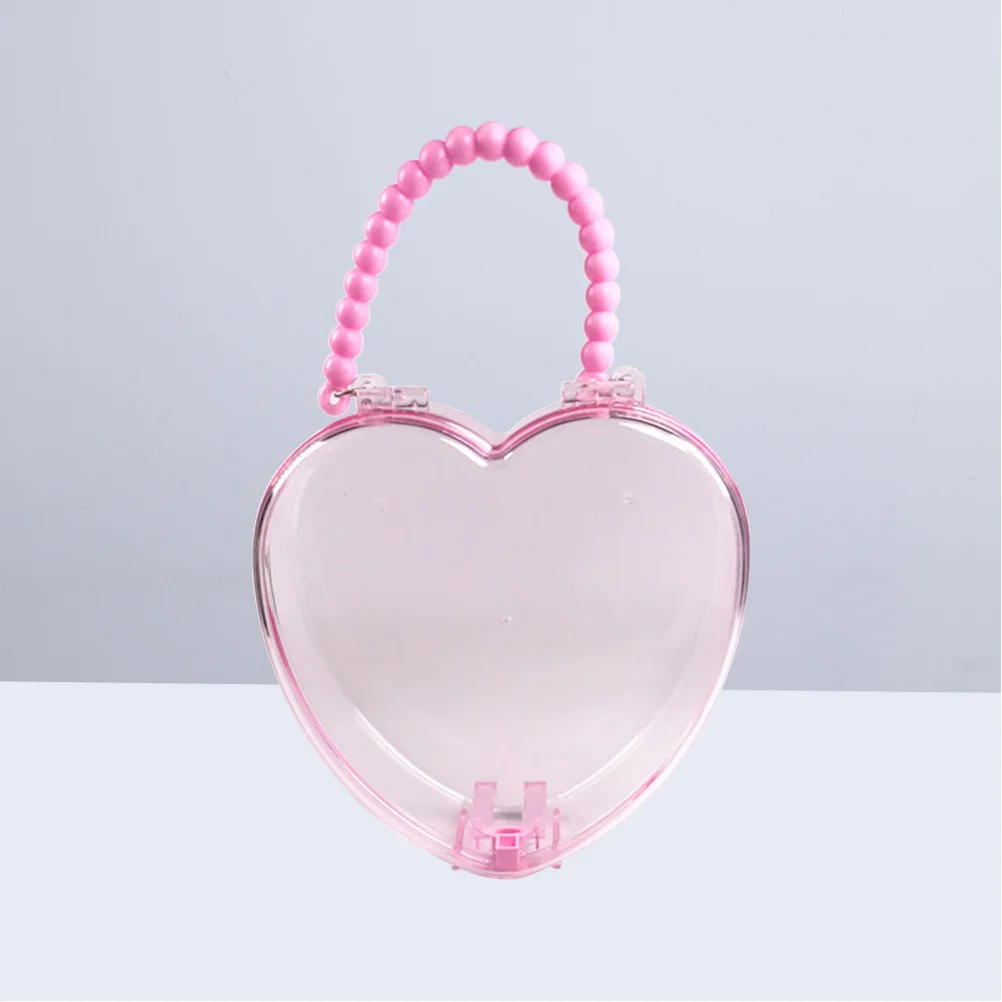 

1pc Heart-shaped Storage Box Transparent Jewelry Headwear Clips Stationery Handle Box heart shape storage case