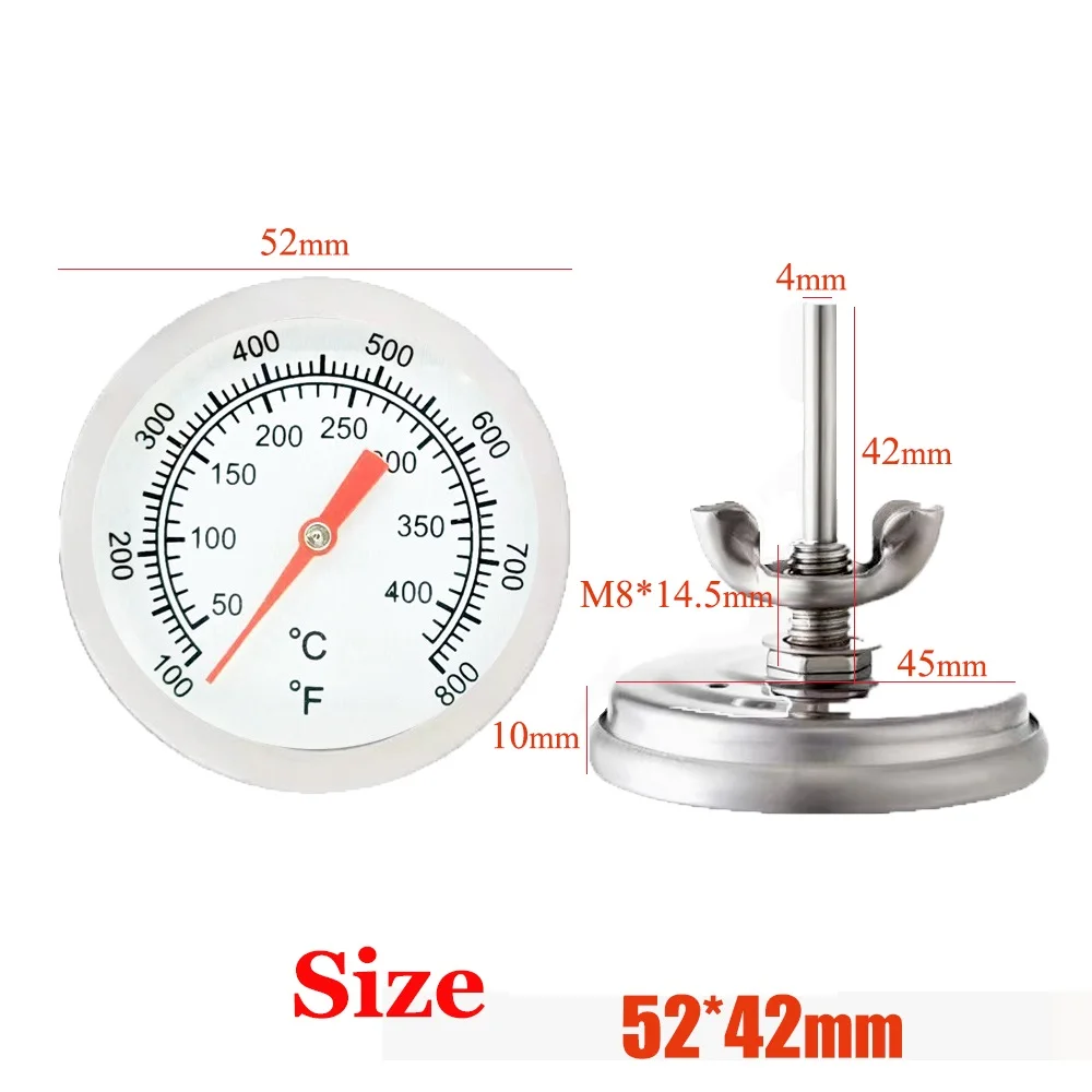 52mm Oven Thermometer Barbecue Smoker Grill Temperature Gauge Meter BBQ Meat Thermometer Cooking 50-400/50-500 Degrees Celsius