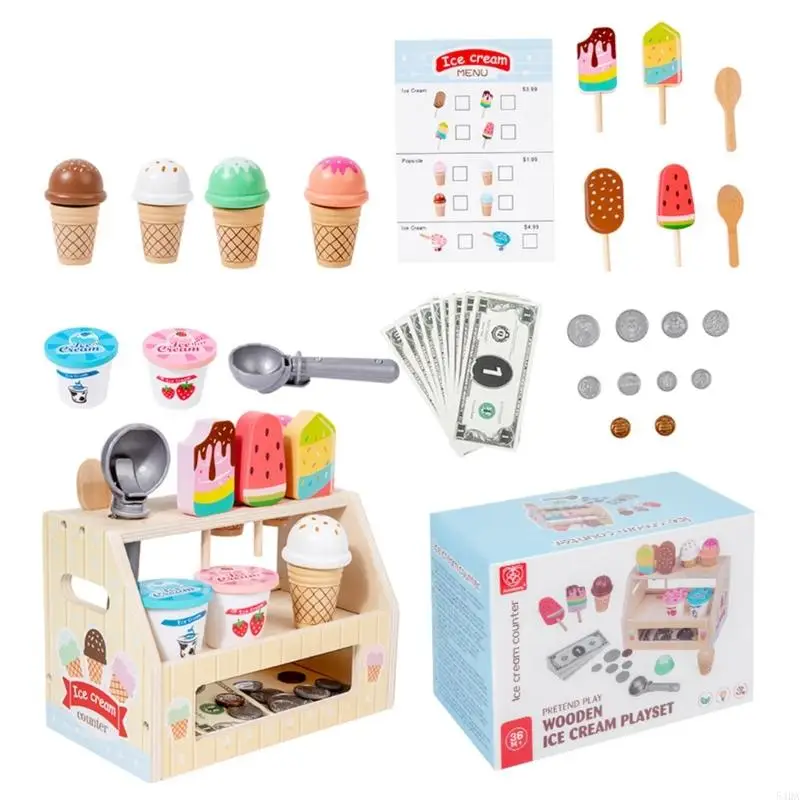 54da Study Wooden Pretend Store Toy for Children Play Play Motor Skill Development