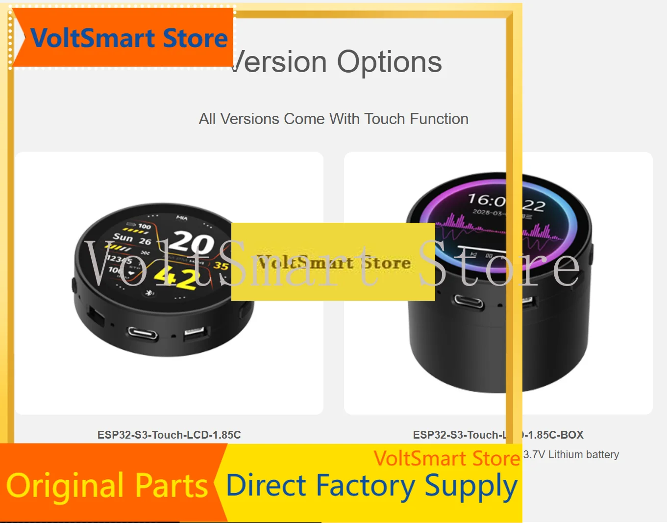 VoltSESP32-S3 Round LCD Development Board 1.85 Inch 360x360 Resolution Smart Speaker Box Wi-Fi Bluetooth BLE 5 Support