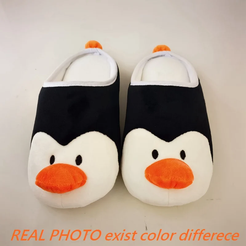 ASILETO Womans Man Slippers Penguin Cartoon Winter Warm Indoor Home Children Slide Cute Family Lovely Cotton Floor Shoes