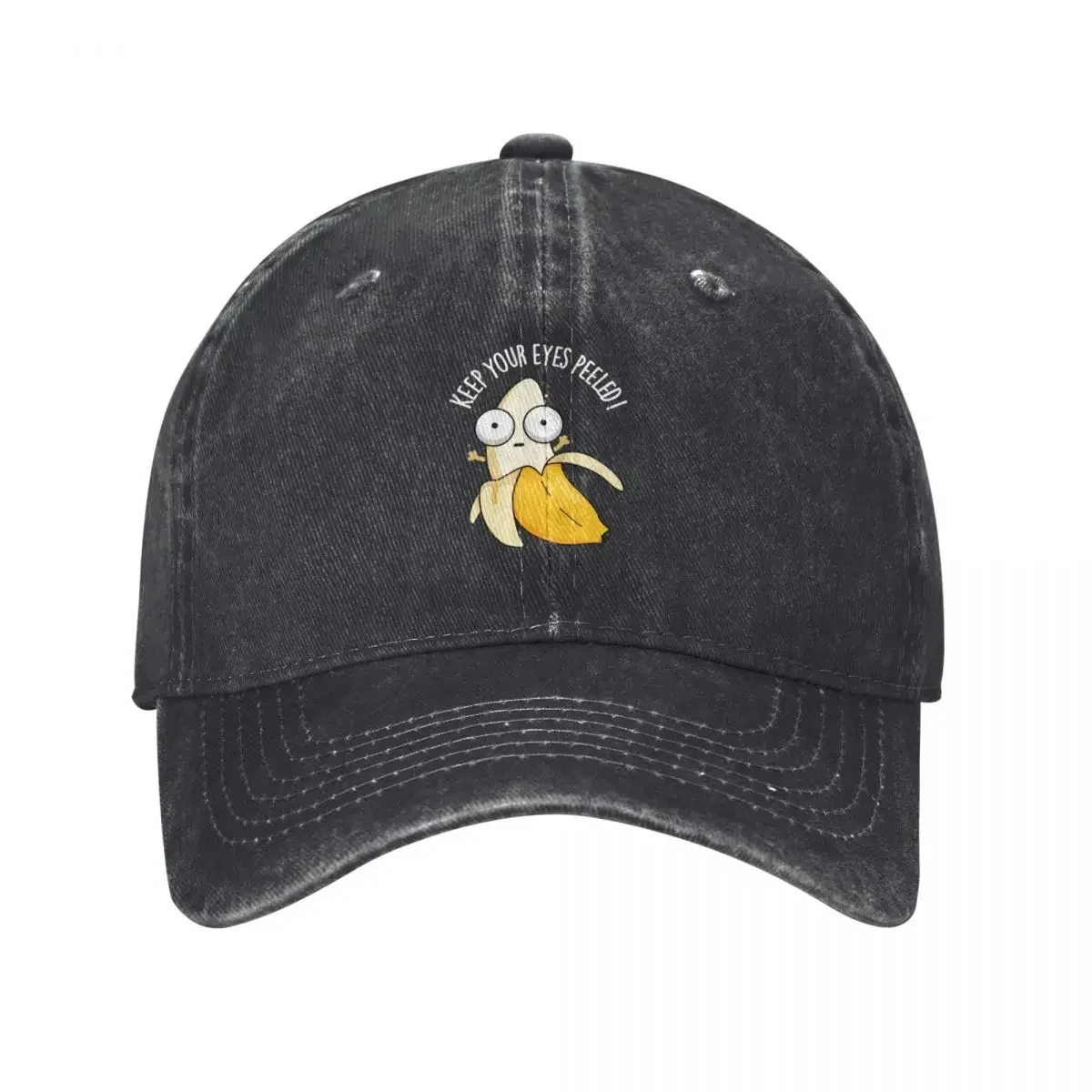 Keep Your Eyes Peeled Funny Banana Puns (Dark BG) Baseball Cap Military Cap Man Fishing cap Men's Baseball Women's