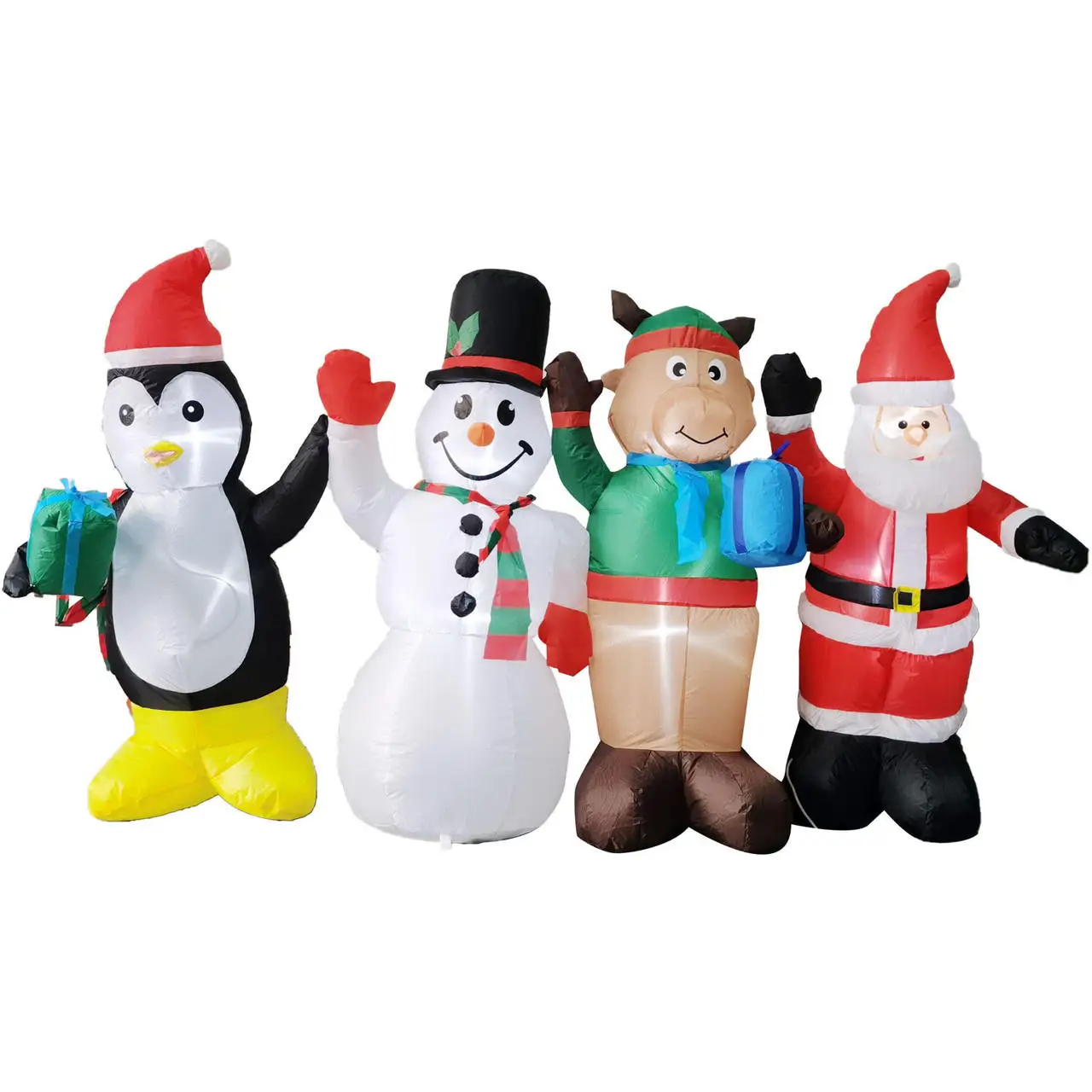 

8 FT Christmas Inflatable Santa Friends Penguin Snowman Reindeer Santa Claus with LED Lights Fesitve Holiday Outdoor Decorations