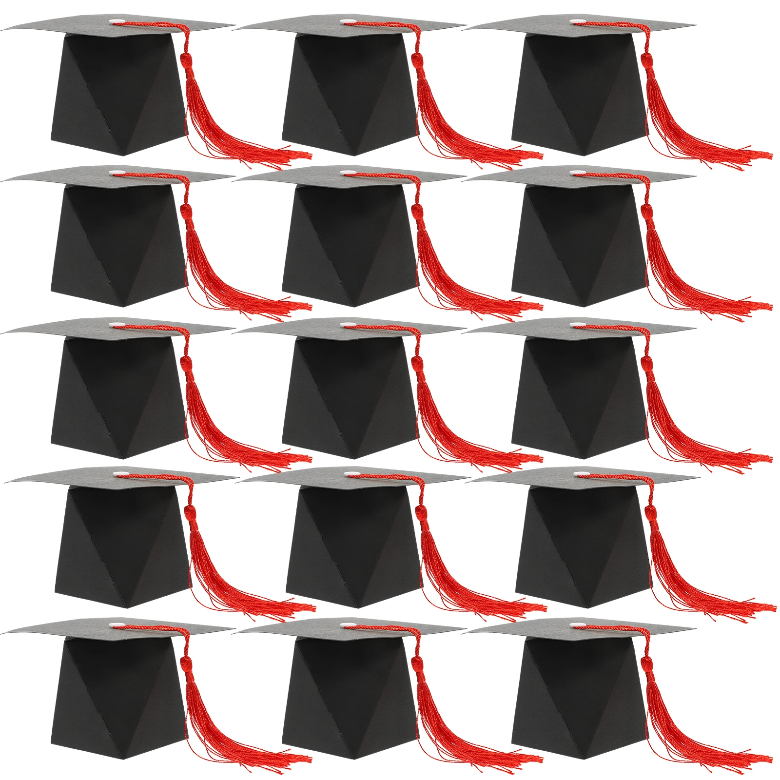 

50pcs Graduation Cap Candy Boxes Black with Yellow Tassel Easy Assembly No Glue Sweets Containers Party Favors Gift Packaging