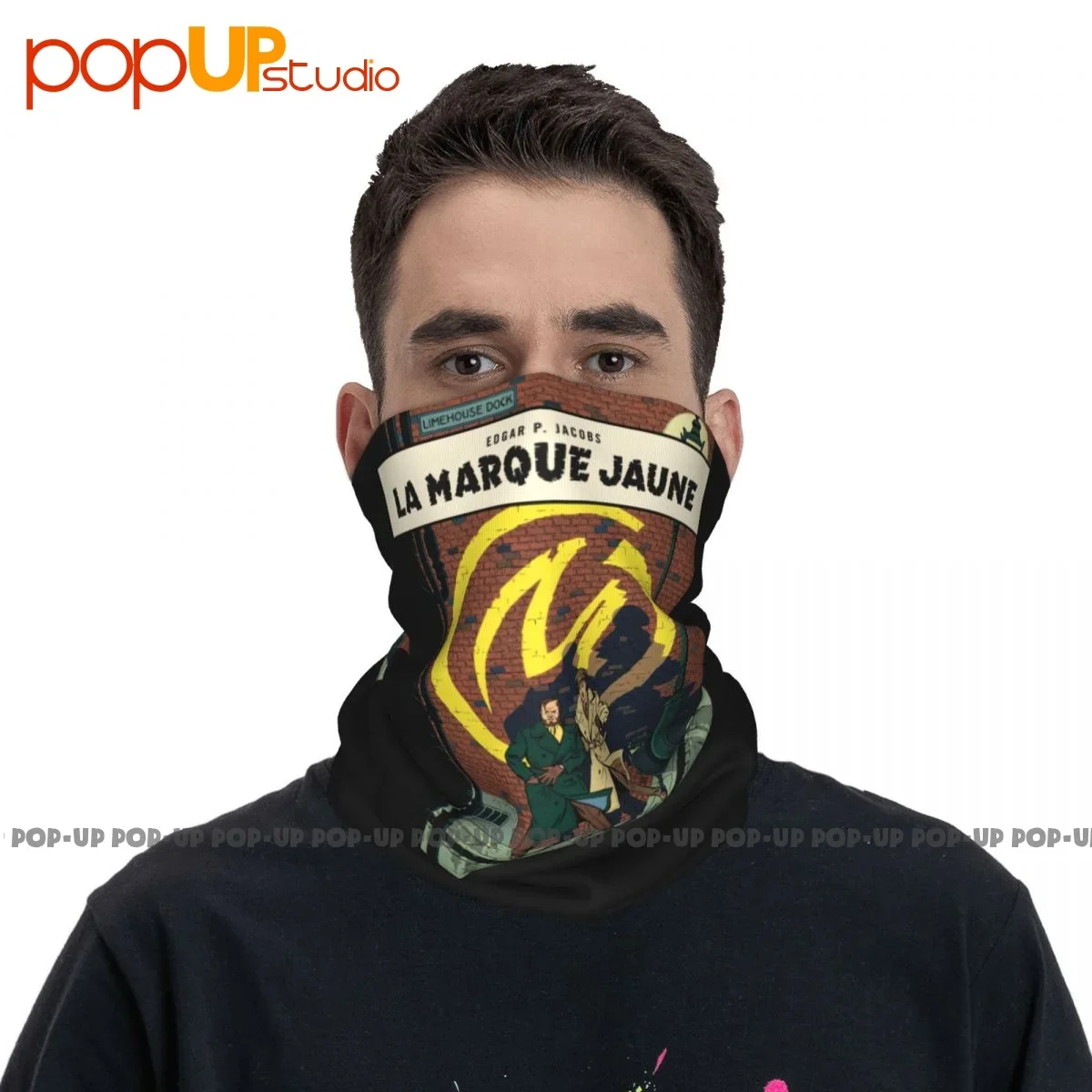 Blake And Mortimer La Marque Jaune P-428 Neck Gaiter Bandana Scarf Face Mask