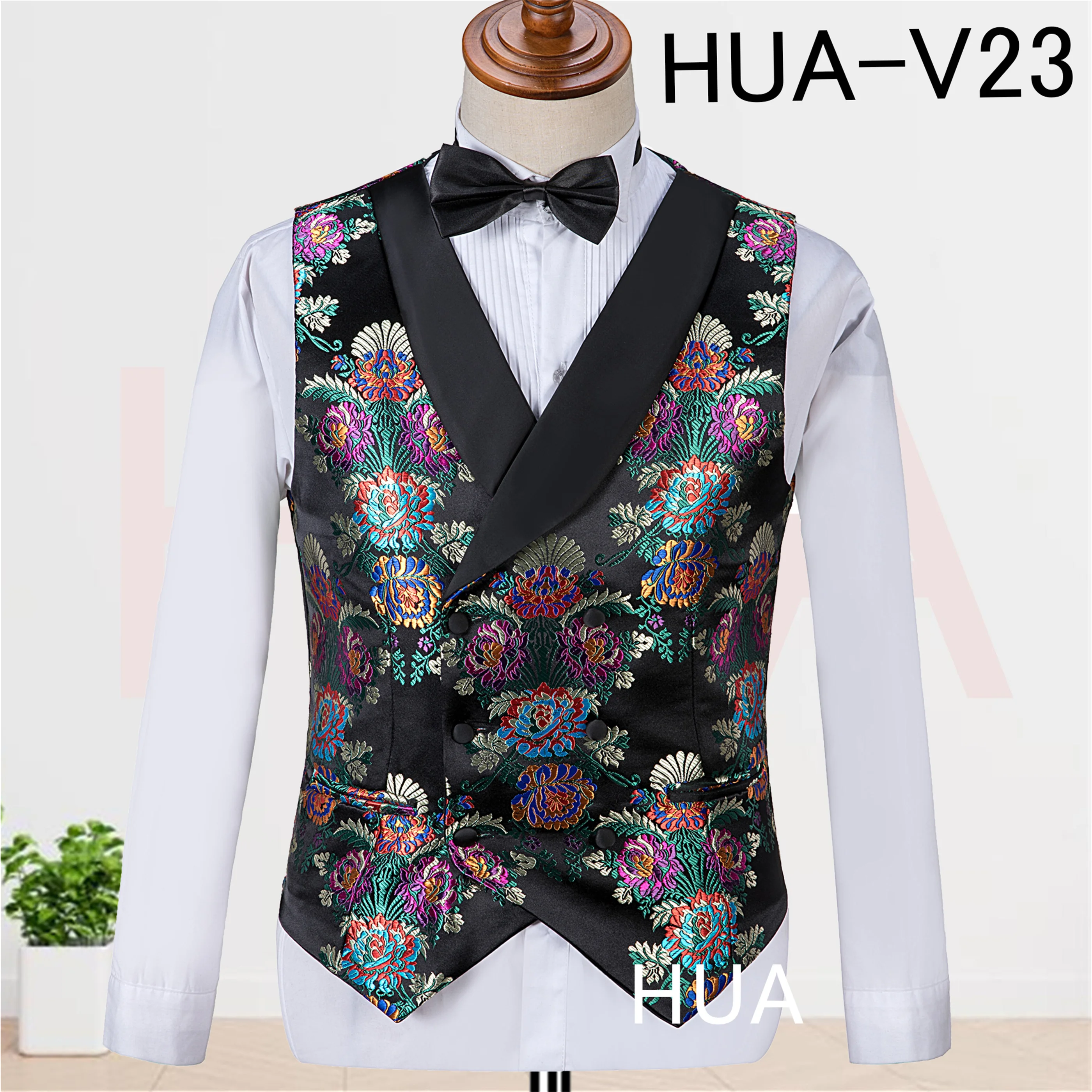 

Thorndike 2026 High Quality Jacquard Men Vest Colorful Chrysanthemum Embroidered Men's Black Vest for Fashion Party Luxury Vest