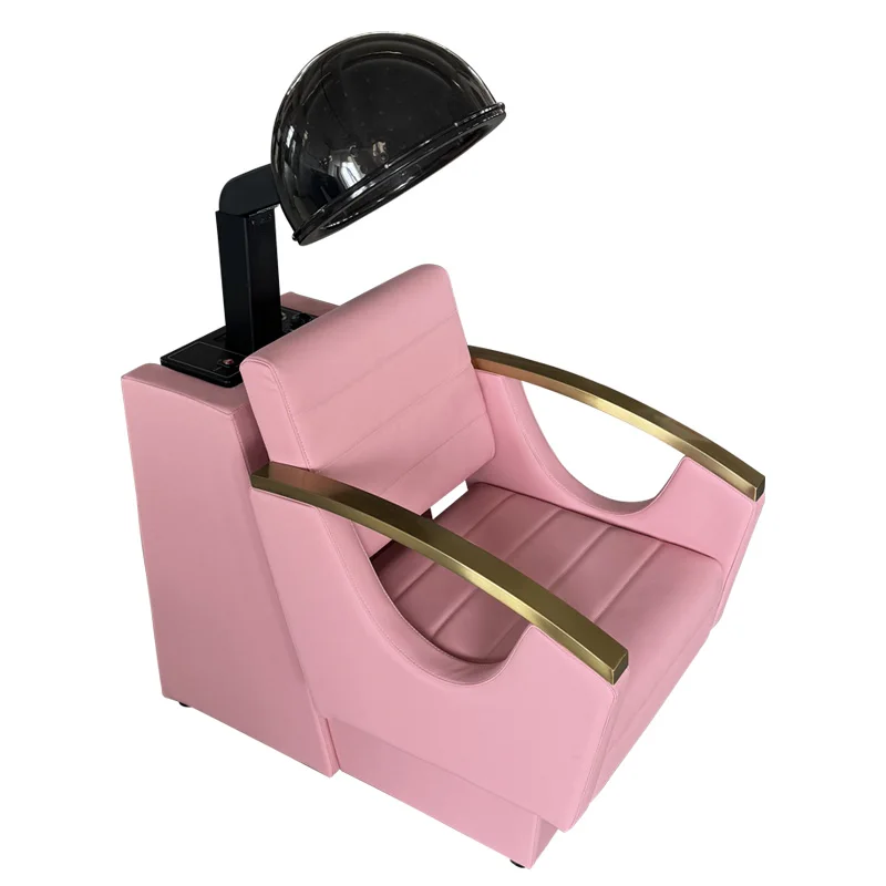 

Barber shop gallery hair dryer beauty hair care chair stainless steel pink leather hair care chair complete beauty furniture