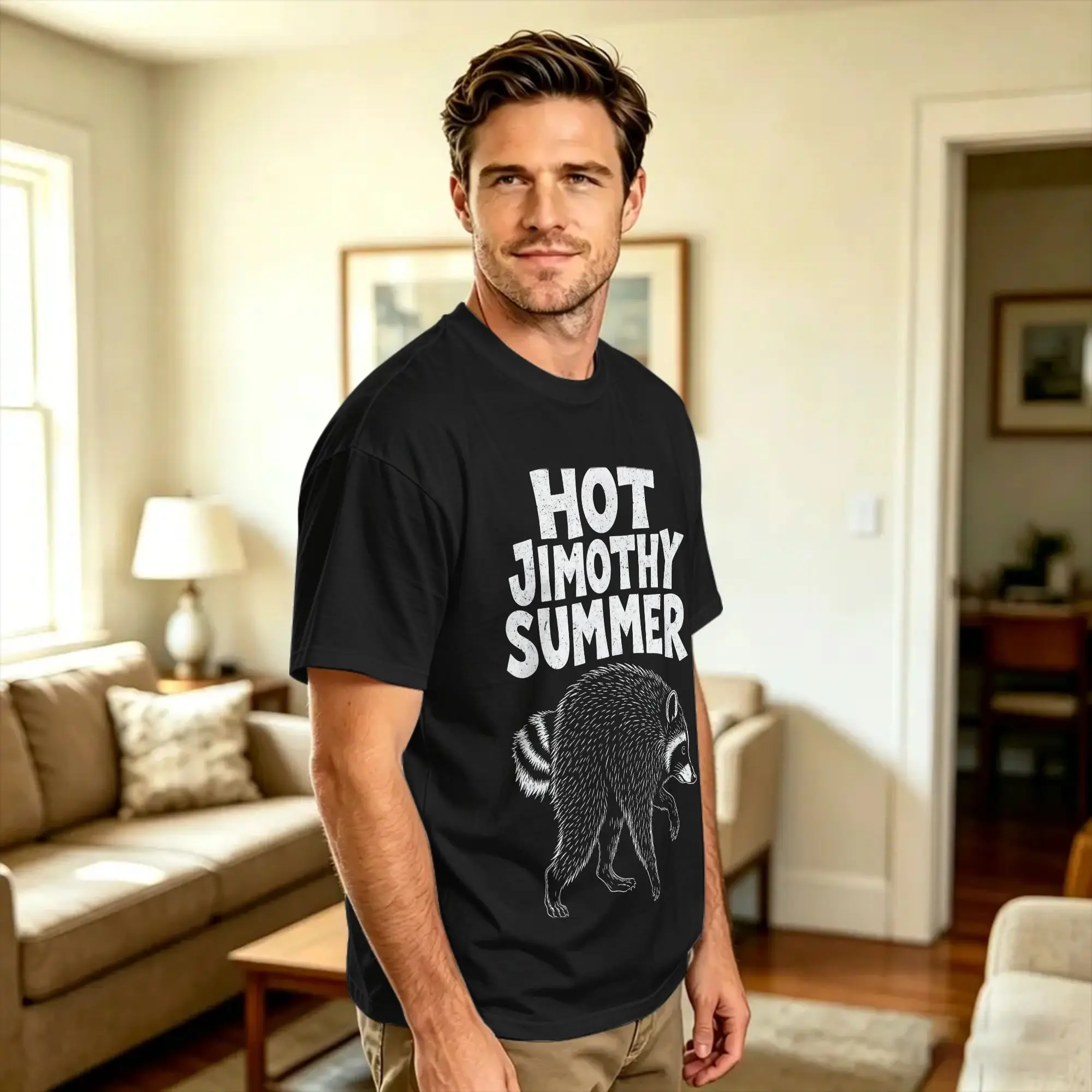 Hot Jimothy Summer Timothy Raccoon Stay Weird Gag T-Shirt Summer  Cotton T-Shirts For Men's Loose Tee Shirt Short Sleeves Tops