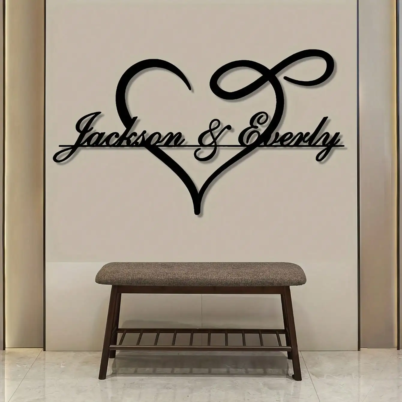 Personalized Metal Wall Art Custom Name Heart Sign Housewarming Anniversary Gift