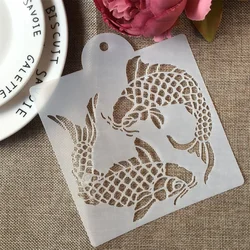 Plantillas de capas para manualidades, 1 piezas, 15x17,5 cm, dos peces de carpa, bricolaje, pintura, álbum de recortes, estampado en relieve, álbum, plantilla de tarjeta de papel