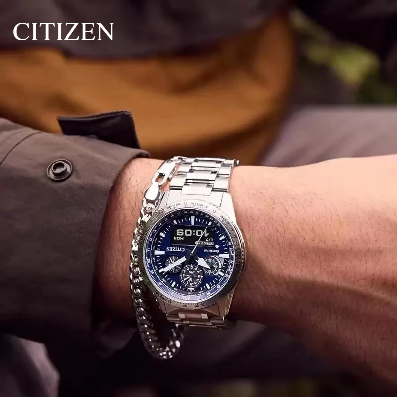 Citizen Promaster JV2000-51L Eco-Drive Men's Chronograph 43mm Blue Dial Sapphire Crystal 200M Waterproof Pilot Watch