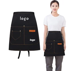 Canvas Short Apron for Women Waiter Seller Small Half Aprons Custom Restaurant Bar Cafe Food Shop Attendant Work Waist Mandiles