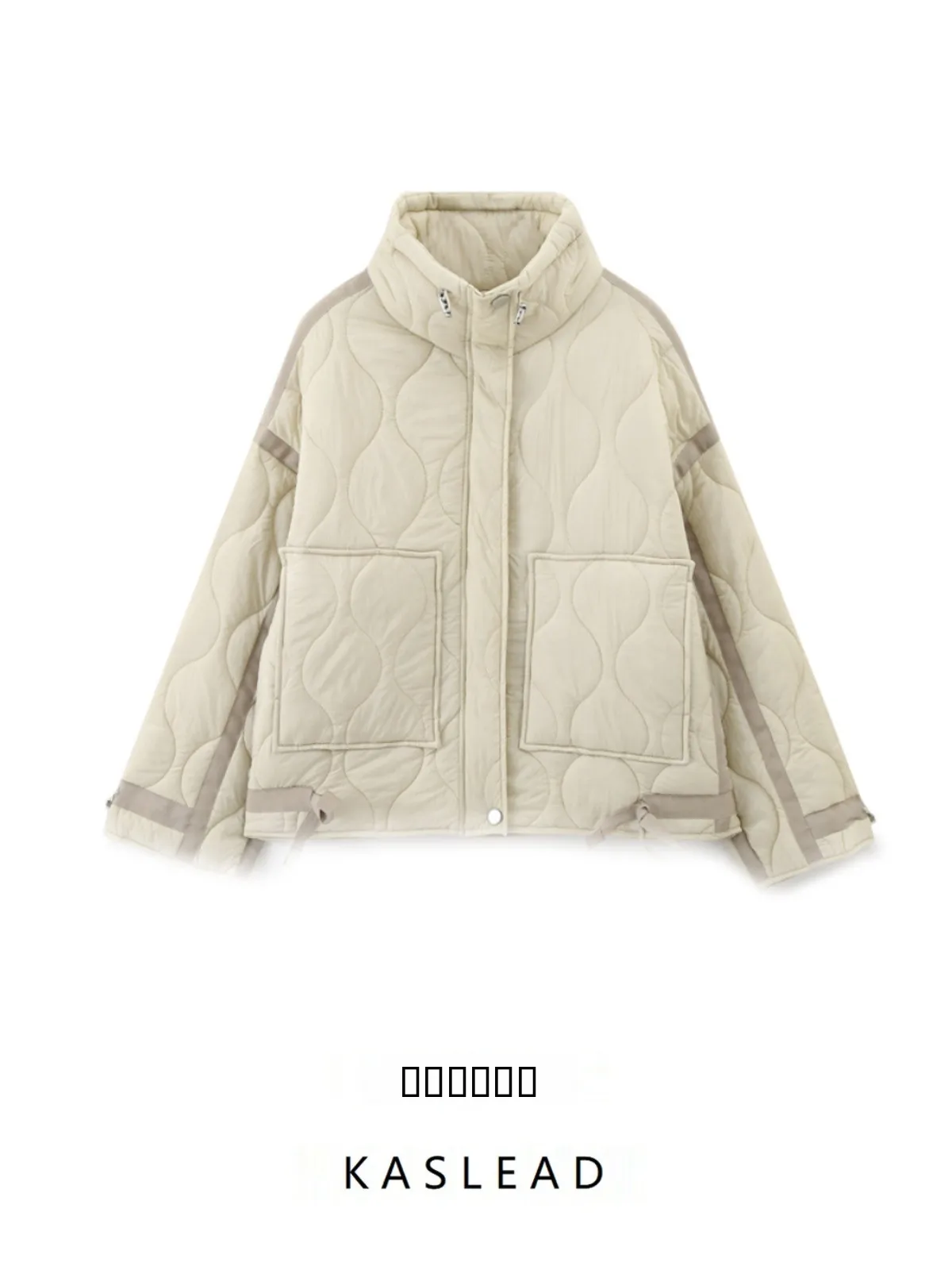 

KASLEAD New Faionable Knot Decorated Cotton Jaet Women's Outerwear Street Sle Spring 2024 Regular Length