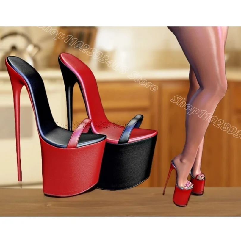 Red Platform Stiletto Sexy Slippers Open Toe Fashion British Style Design Women Dress Casual Slippers 2026 Zapatos Para Mujere