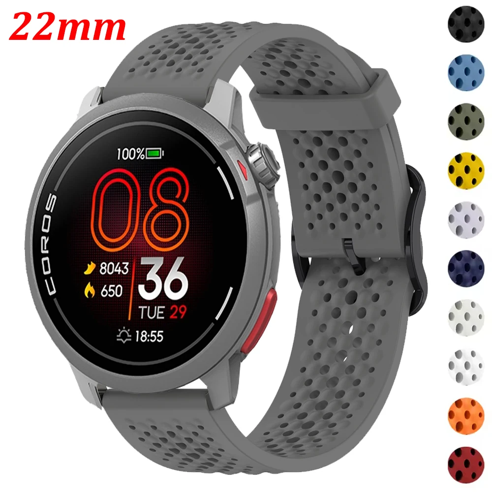 

Дышащий ремешок 22 мм для COROS PACE 4/PACE 3/Pro, ремешок для часов COROS APEX 4 42 мм/APEX 2/2Pro/46 мм, силиконовые спортивные браслеты