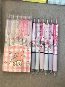 6pcs Sanrio Gel Pen Hello Kitty Cartoon Kuromi St Secado rápido Negro 0.5 mm Presione el bolígrafo Pen Learning Stationery Gifts 12 Bracelet de Bobinal de ventas de 12 ventas - №6