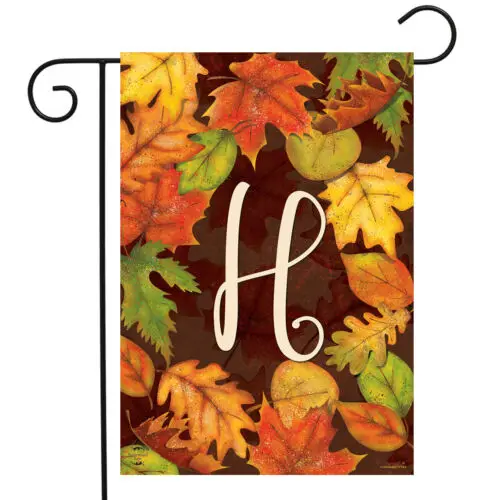 Fall Leaves Monogram Letter H Garden Flag Autumn 12.5