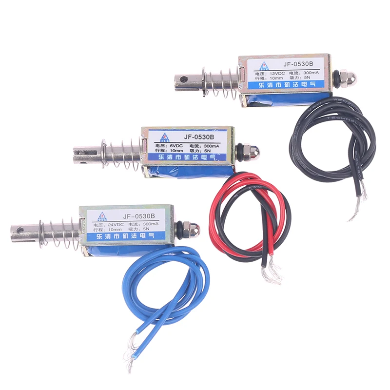 JF-0530B DC 6V 12V 24V 300mA Push Pull Type Electromagnet Keeping Force 5N Travel 10mm Linear Solenoid Electric Solenoid New