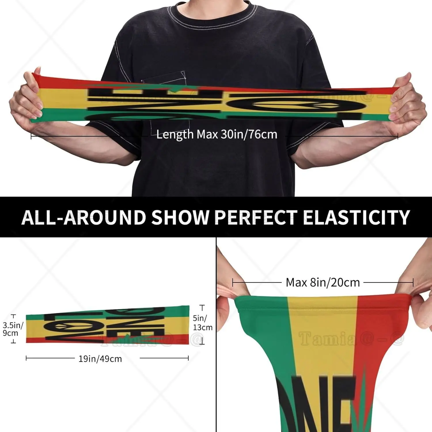 One Love Rastafari Rasta Reggae Mangas de brazo Protección UV Sol Unisex Deporte Mangas de seda de hielo
