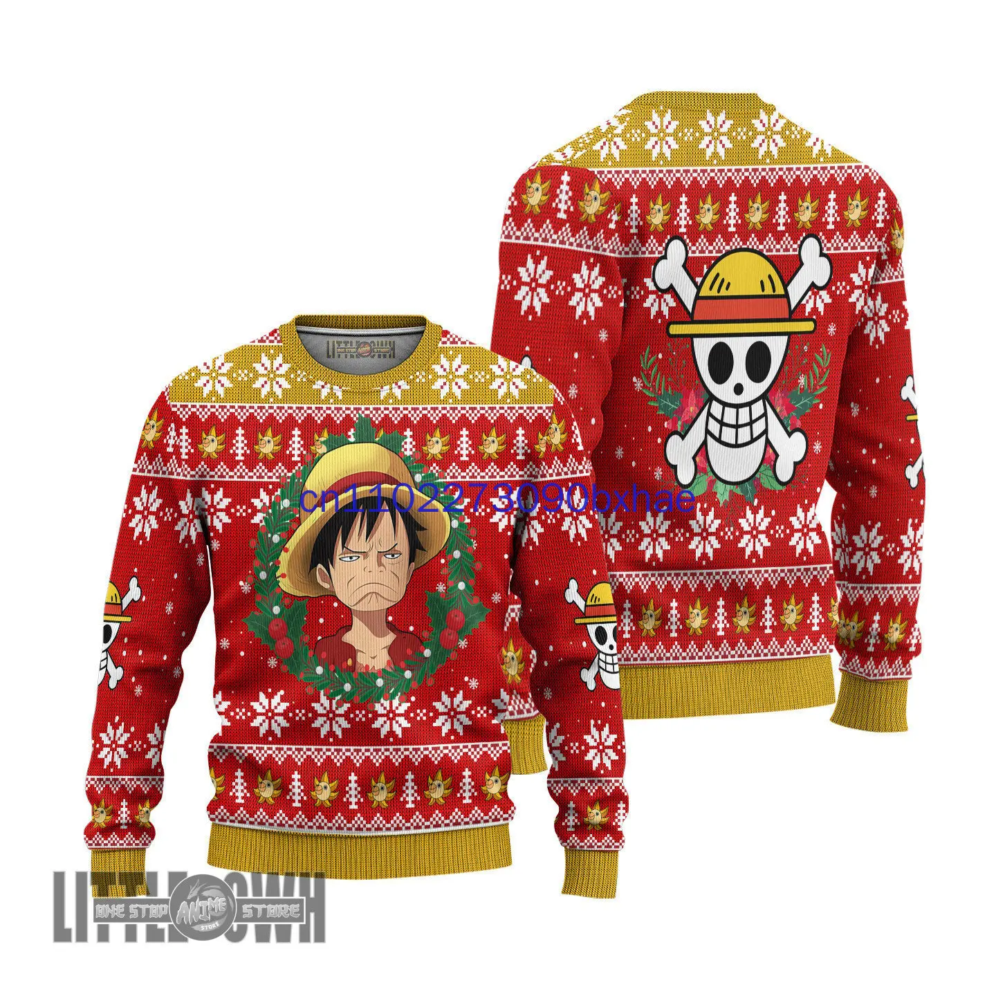 Świąteczny sweter One Piece na Boże Narodzenie 2025, brzydki świąteczny sweter, prezent, pulower Świętego Mikołaja, męska bluza 3D na jesień i zimę