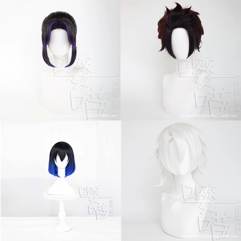 أنيمي شيطان القاتل شعر مستعار Kochou Shinobu بيروكات صناعية تأثيري ازياء كامادو تانجيرو Uzui Tengen Hashibira Inosuke تأثيري الباروكات