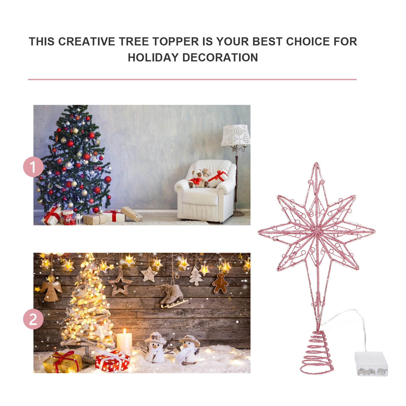 

Christmas Tree 8 Pointed Star Lamp Holiday Decor Xmas Xmas Tree Decor nament Iron Plastic Craft Christmas