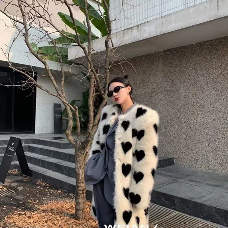 Bontjas Herfst en winter Nieuwe Qianjin Love Losse winter Milieubescherming Imitatie vossenbont Halflange jas Buitenlandse stijl