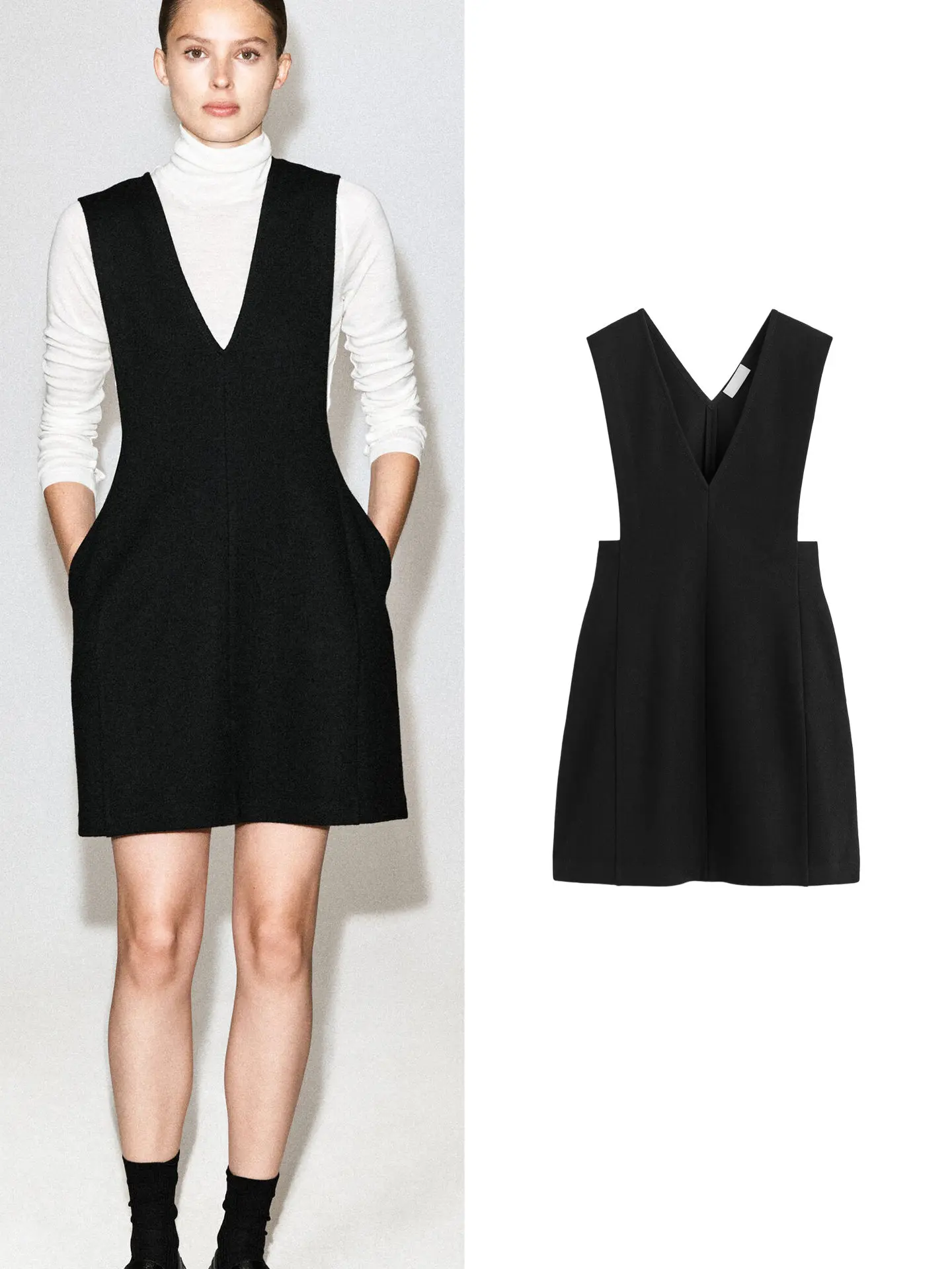 Minimalist Style Short Sleeveless V-Neck Apron Dress Women's Standard Fit New Autumn Fashion City Commute Daily Wear Polyeste...