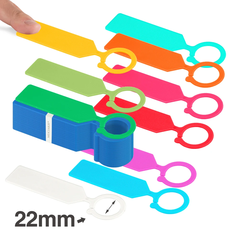 11-111PCS 10.7x2.3CM PP Plastic Thick Garden Hanging Plant Tag Ring Label Colorful Hook Tree Classification Sign Reusable Marker