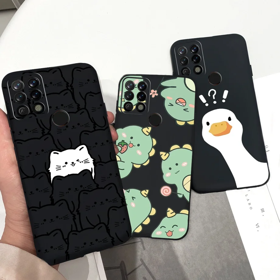 For Tecno Pova Case Tecno LD7 Back Cover Liquid Silicone Soft TPU Bumper Cute Cat Astronaut Pattern Cases For Pova LD7j Housing