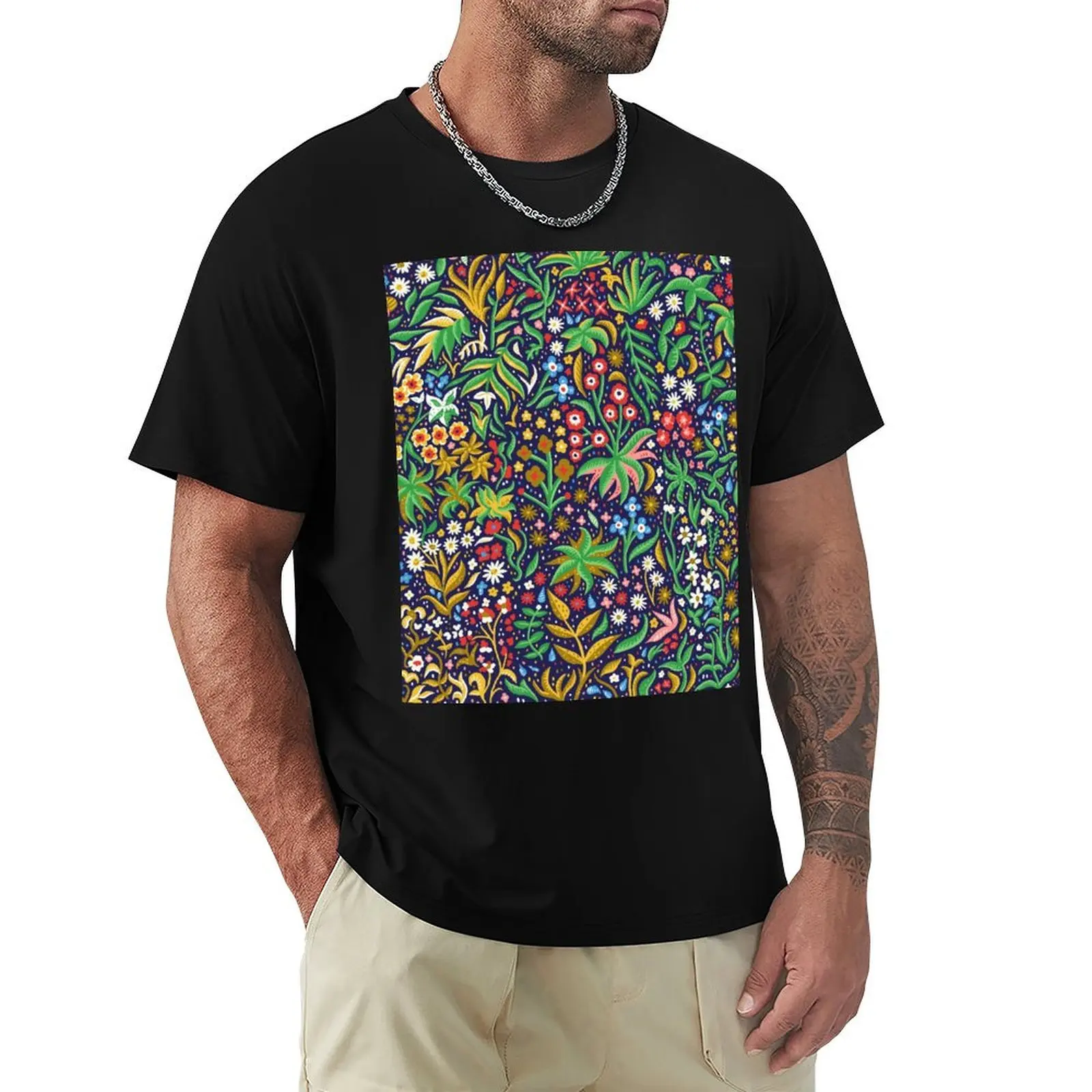 

din x Passion Medievalists l Flowery fields T-Shirt summer tops quick-drying custom t shirt oversized t shirt men