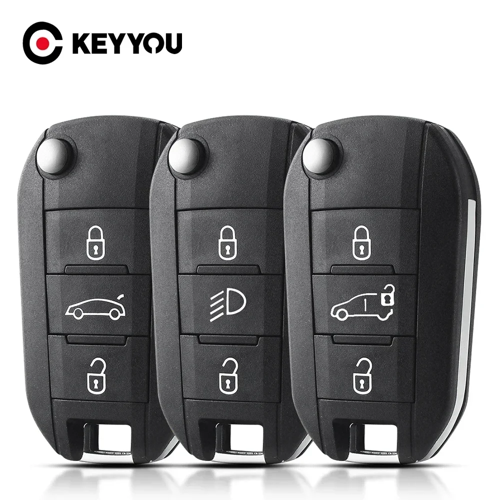 KEYYOU 1PCS NEW Car Key Case For Peugeot 208 2008 301 308 508 5008 RCZ Expert For Citroen C-Elysee C4-Cactus C3 Light