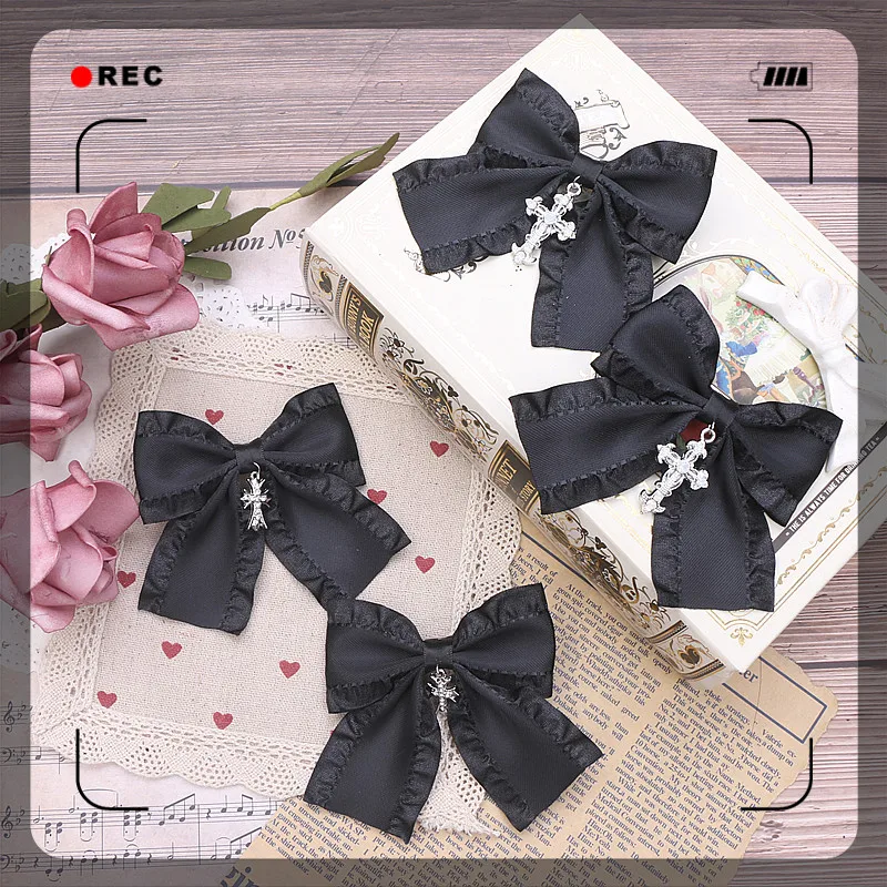 

Темная девушка, модные заколки для волос Y2K, 1 пара, черная винтажная заколка с готическим крестом для женщин, модные аксессуары для волос Jiraikei для девочек