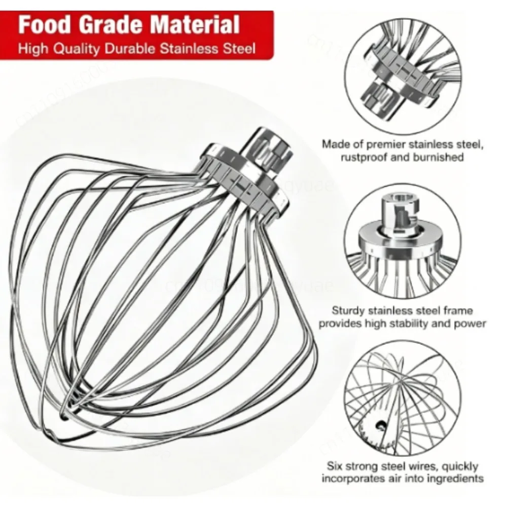 Stainless Steel 11 Wire Whip Attachment for 7QT Lift Stand Mixer KN211WW
