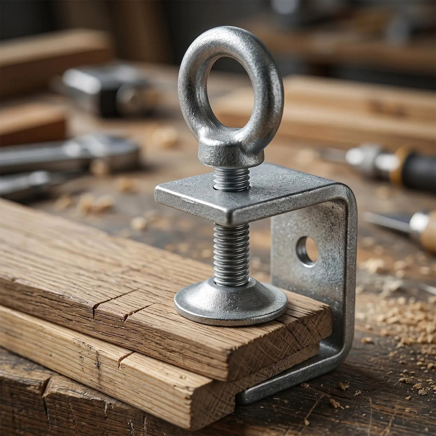 1/4x Carbon Steel C-Clamp Wide Opening Wood Clamps Pull Ring Adjustable Square Clips Fixed Clip Multi-function Hardware Fastener