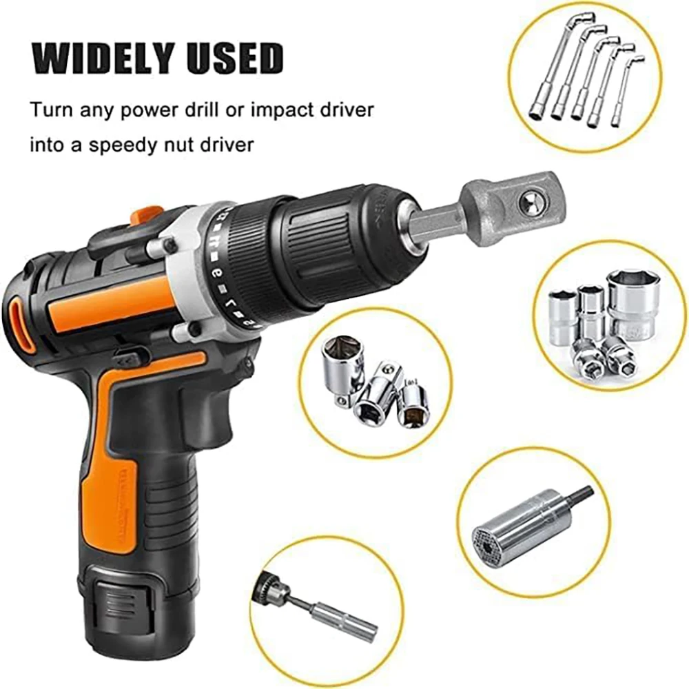 

3-Piece Socket Adapter Set - 1/4" 3/8" 1/2" Hex Shank for Impact Driver & Cordless Tools