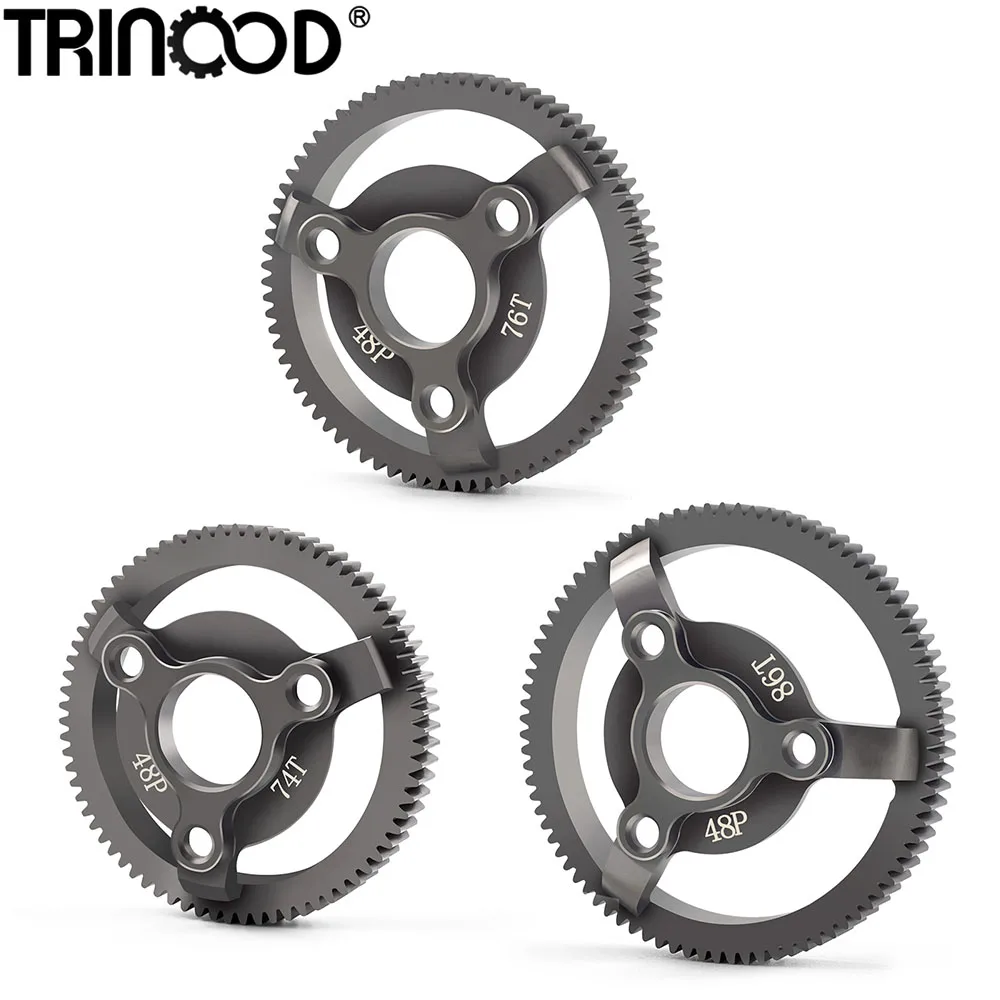 TRINOOD Aluminum Spur Gear 48P 74/76/83/86/90T Transmission Pinion Gears for 1/10 T-raxxas Slash 2WD TSM 2.4G Upgrade Parts