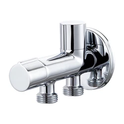 Copper G1/2 Triangle Valve One Into Two Out Double Water Double Control Angle Valve Toilet Water Inlet Switch Faucet