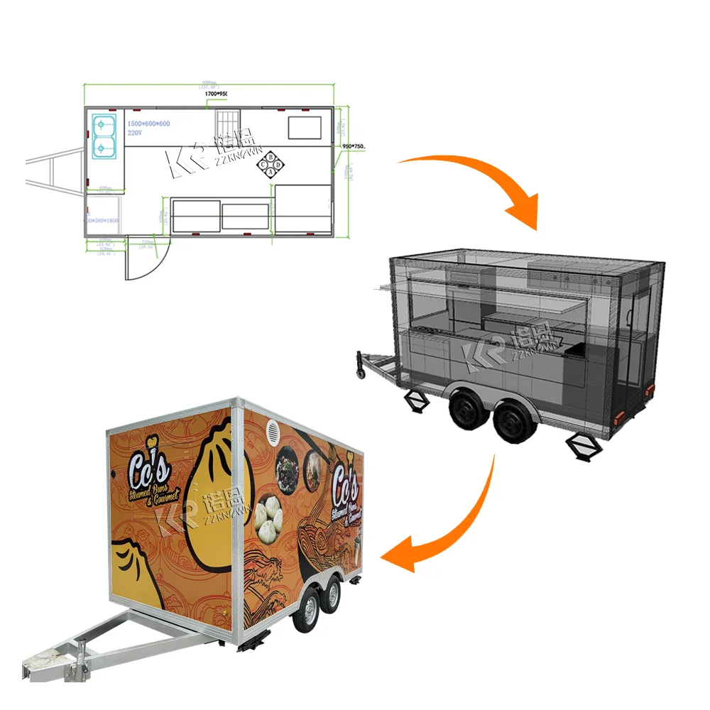 Customized Food Truck Fully Equipped Concession Mobile Restaurant ice cream Cart Street Mobile Pizza bbq Food Trailers Catering