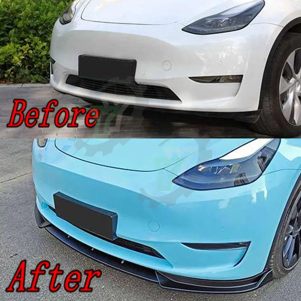 3PCS Car Front Bumper Lip Spoiler Splitter Diffuser Detachable Body Kit Cover Guard For Tesla Model Y 2019 2020 2021